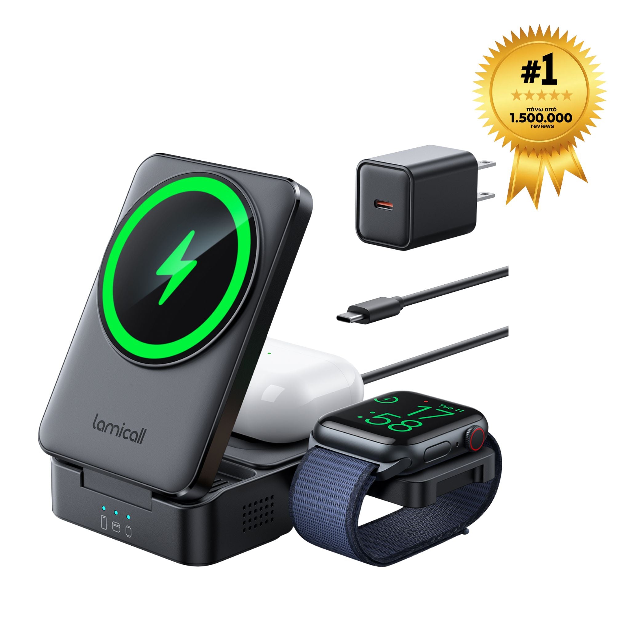 Lamicall T10 Foldable 3 in 1 Wireless Charging Station for Apple MagSafe