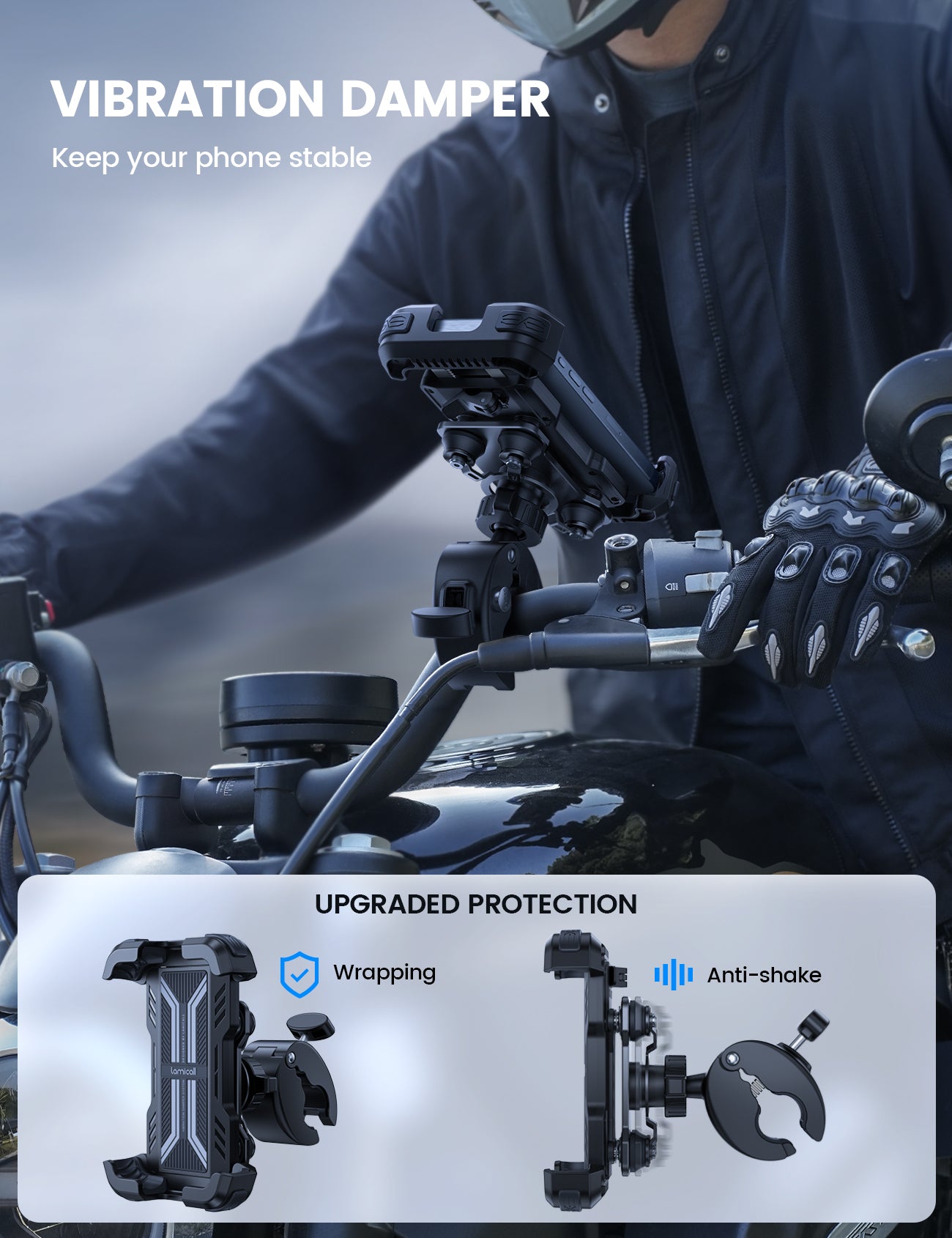 Lamicall Shock Absorbing Phone Holder for Handlebar 