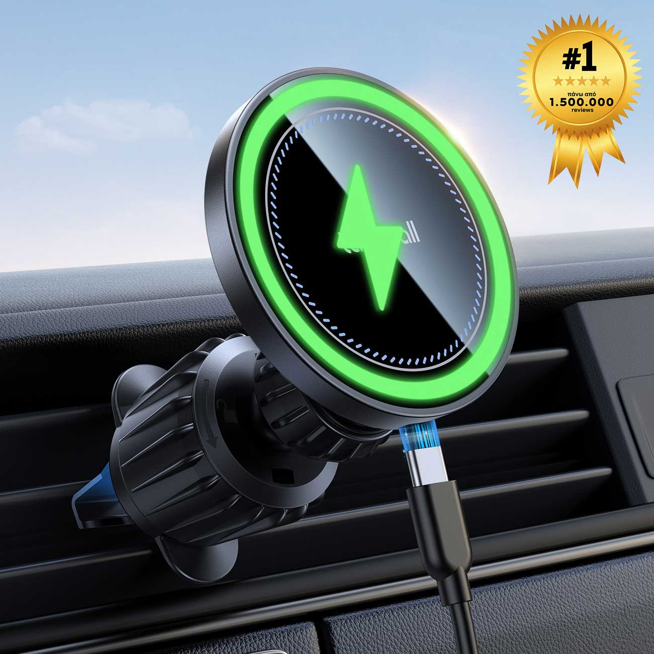 Lamicall STCV09 Μαγνητική Βάση Αυτοκινήτου (Magsafe) με Ασύρματη φόρτιση