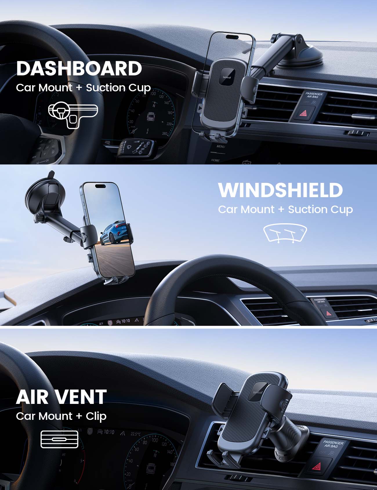 Lamicall STCD07 3-1 Βάση Κινητού για Αυτοκίνητο