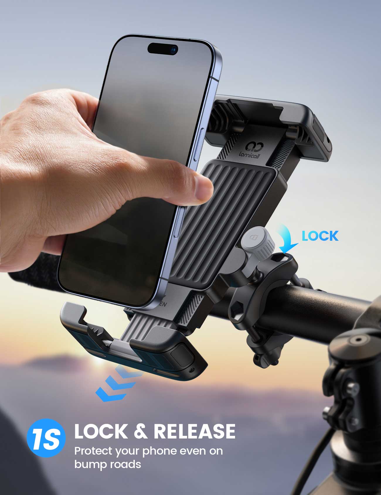 Lamicall BCSP20 Βάση Κινητού για Τιμόνι/Ποδήλατο – [1s Quick Lock]