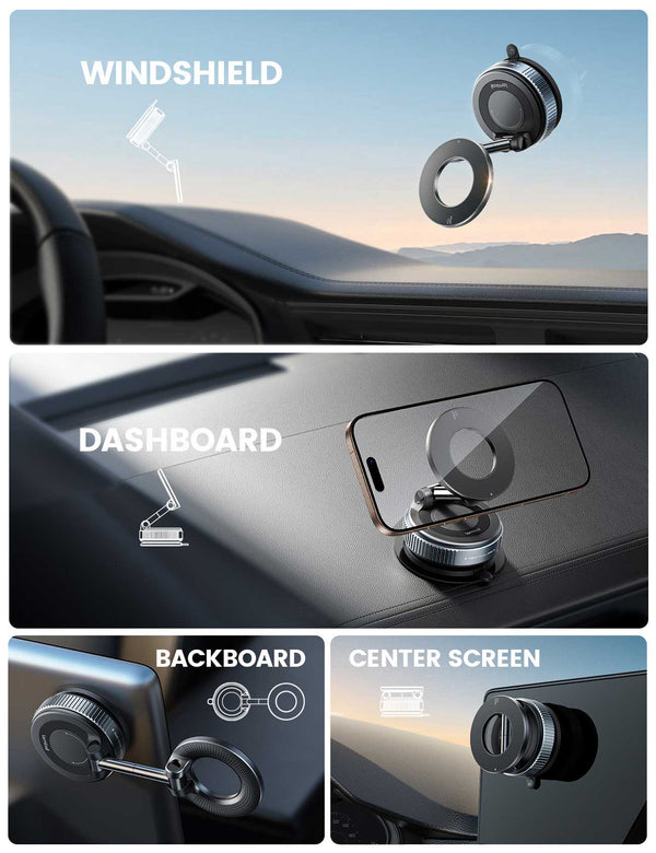 Lamicall STCD10 Magnetic Car Phone Mount with Rotating Strong Suction Cup