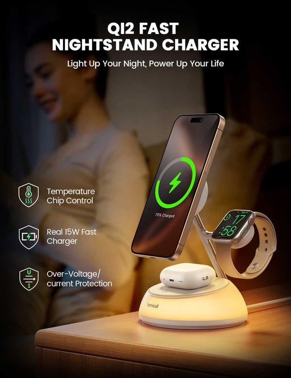 Lamicall T8L Desktop Wireless Charger Qi2 3-in-1