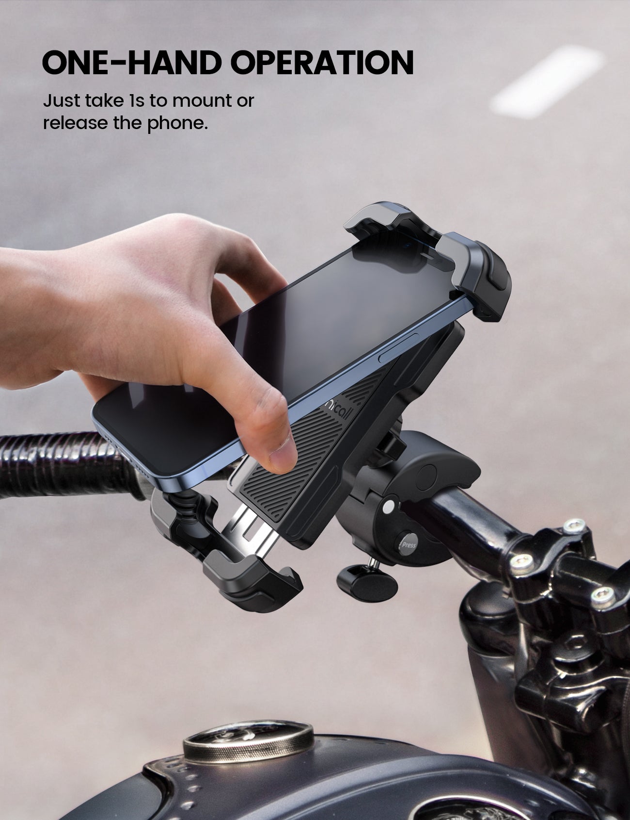 Phone Holder for Handlebar with Quick Release
