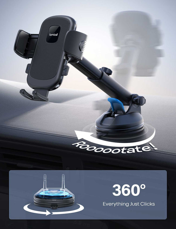 Lamicall STCD05 Car Phone Holder (Turret Holder) 360° with Strong Suction Cup
