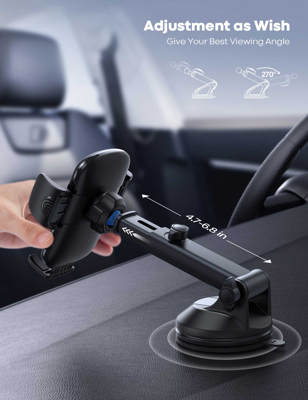 Lamicall STCD05 Car Phone Holder (Turret Holder) 360° with Strong Suction Cup