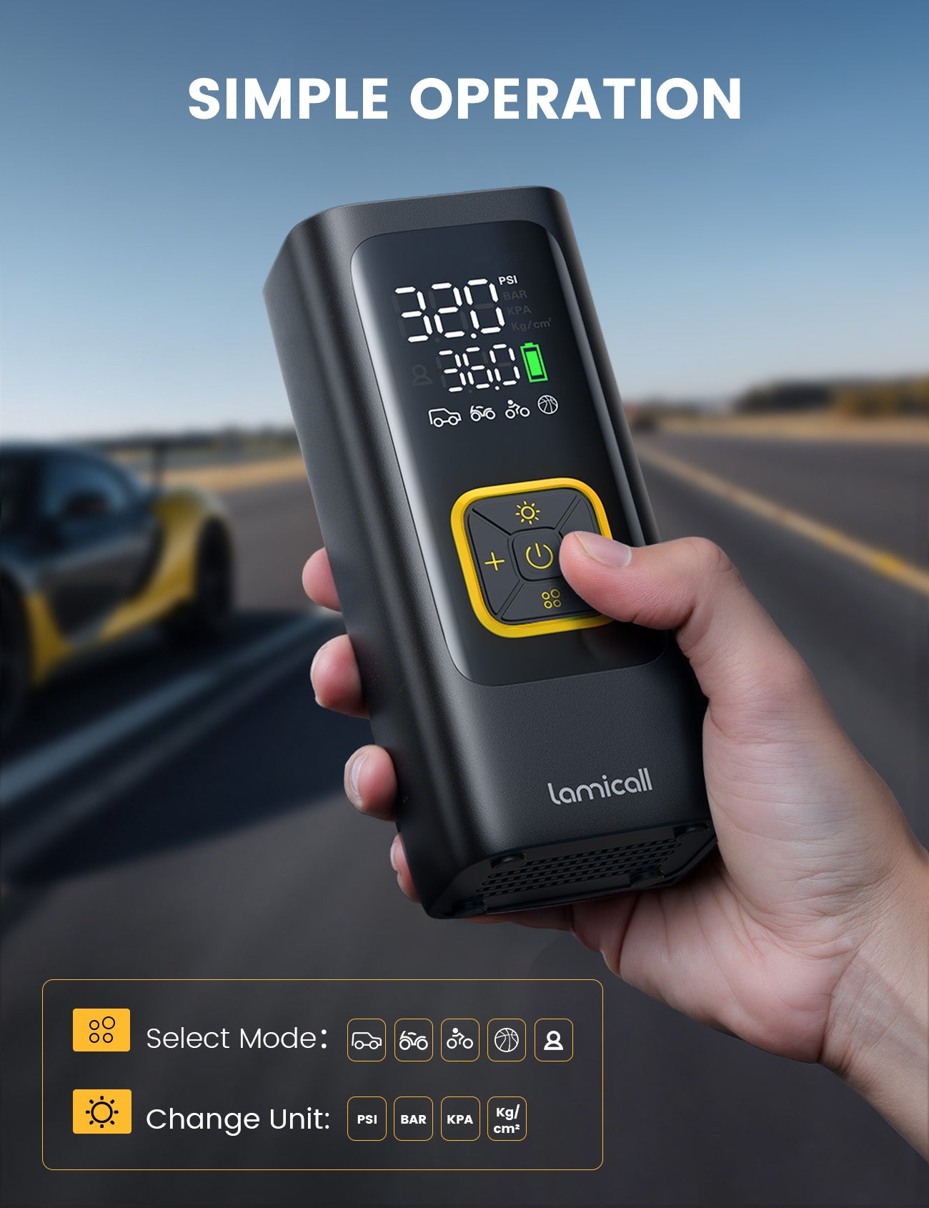 Lamicall VHEP02 Portable Electric Tyre Inflator