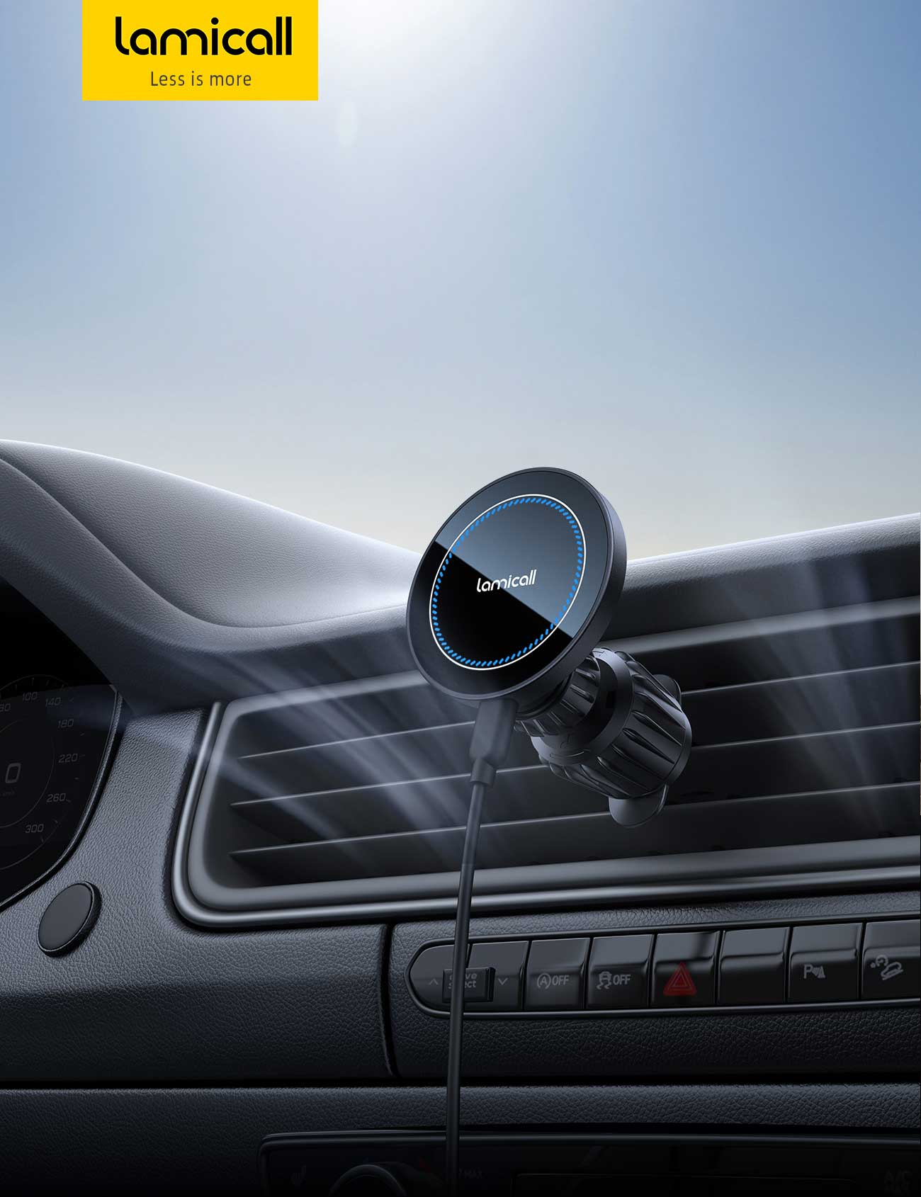 Lamicall STCV09 Μαγνητική Βάση Αυτοκινήτου (Magsafe) με Ασύρματη φόρτιση