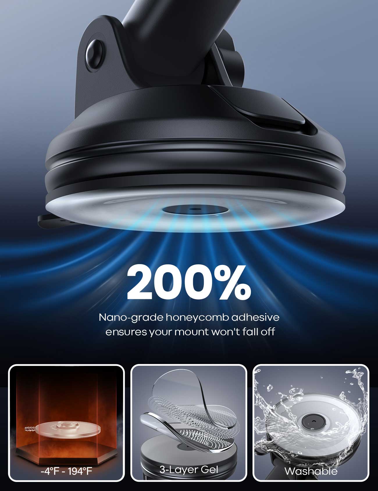 Lamicall STCD05 Car Phone Holder (Turret Holder) 360° with Strong Suction Cup