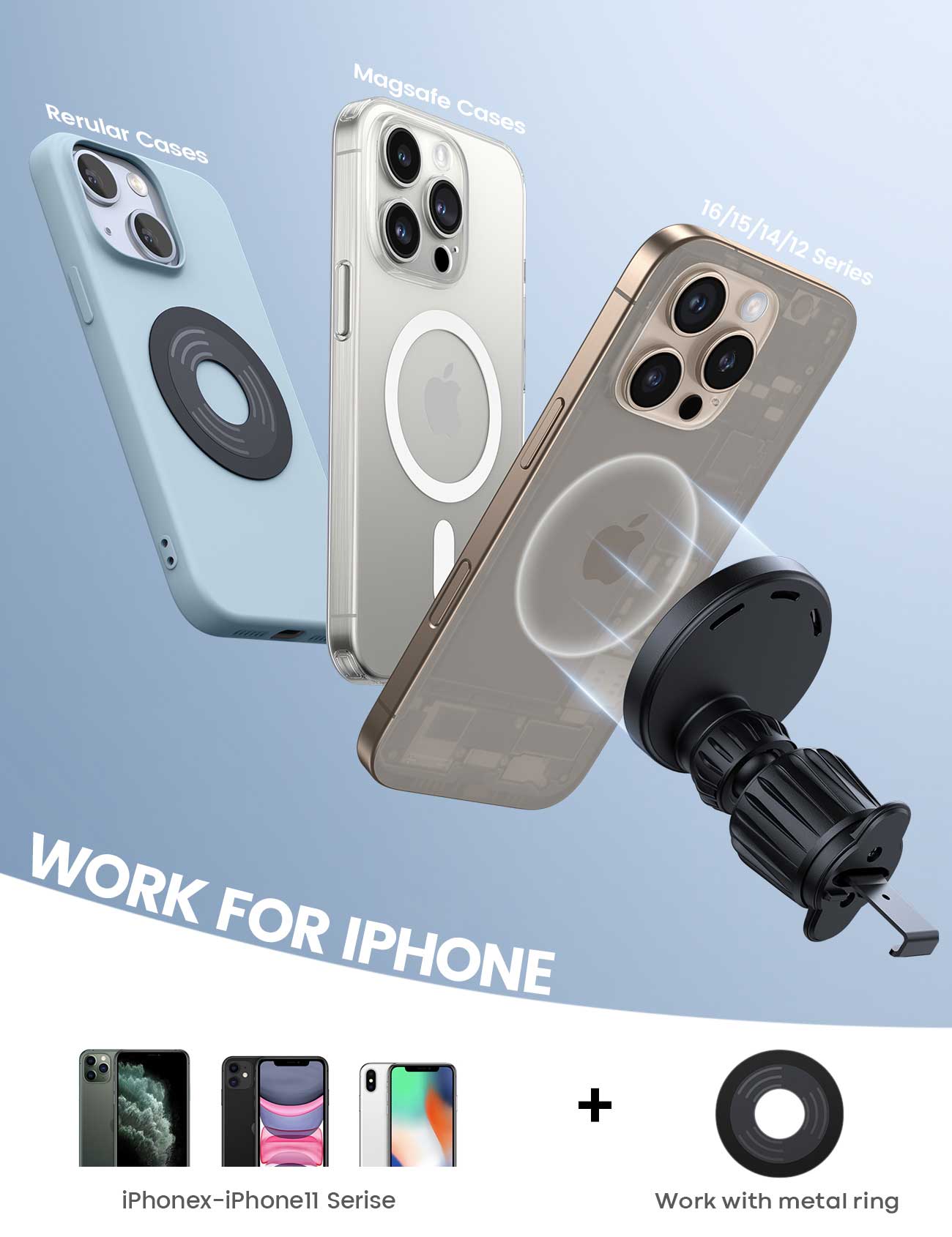 Lamicall STCV09 Μαγνητική Βάση Αυτοκινήτου (Magsafe) με Ασύρματη φόρτιση