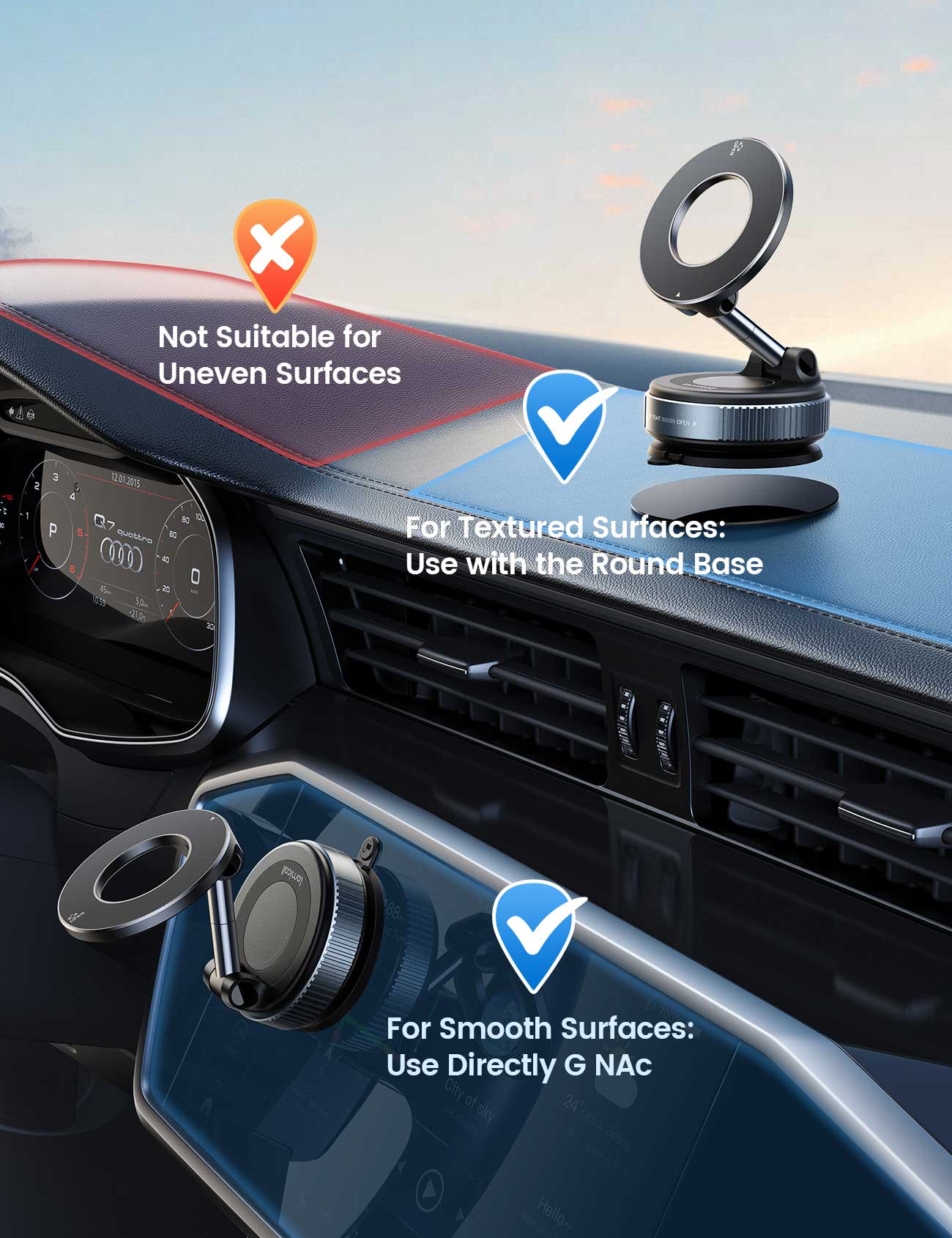 Lamicall STCD10 Magnetic Car Phone Mount with Rotating Strong Suction Cup