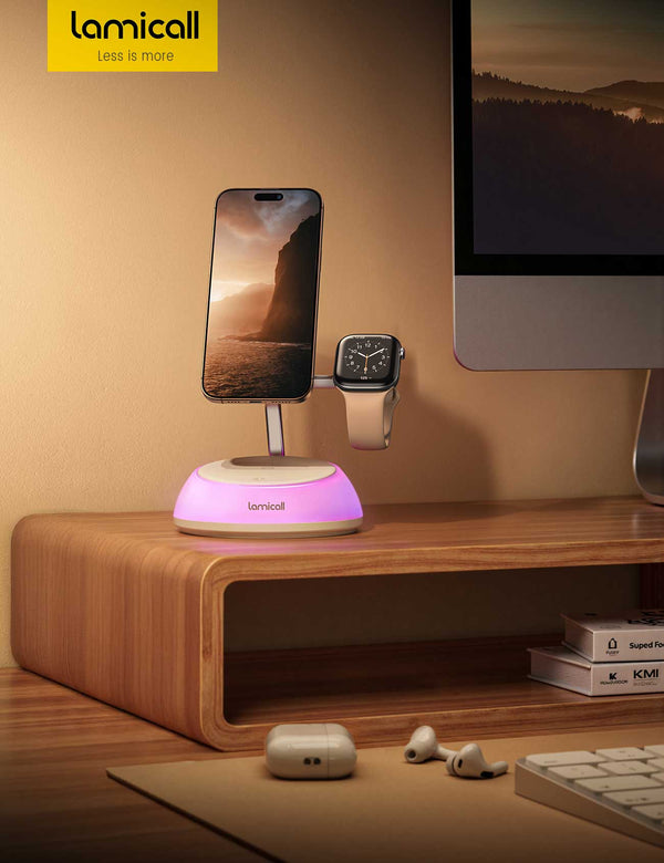 Lamicall T8L Desktop Wireless Charger Qi2 3-in-1