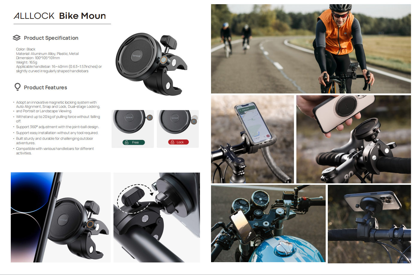 Lamicall All Lock AL05  Βάση Κινητού MagSafe για Τιμόνι/Ποδήλατο