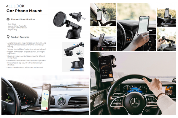 Lamicall All Lock AL04 3-1  All Lock 3-1 All Lock Magnetic Car Holder with Wireless charger  