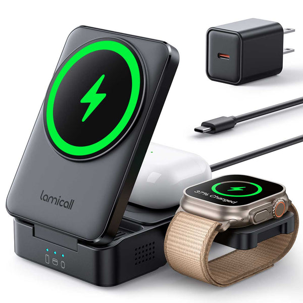 Lamicall T10 Foldable 3 in 1 Wireless Charging Station for Apple MagSafe