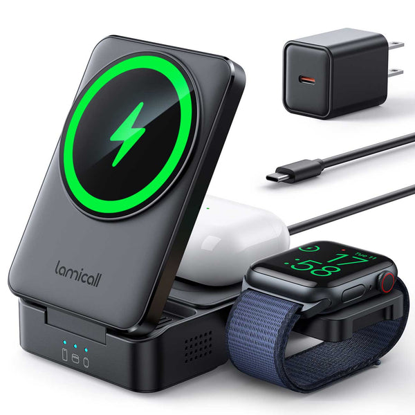 Lamicall T10 Foldable 3 in 1 Wireless Charging Station for Apple MagSafe