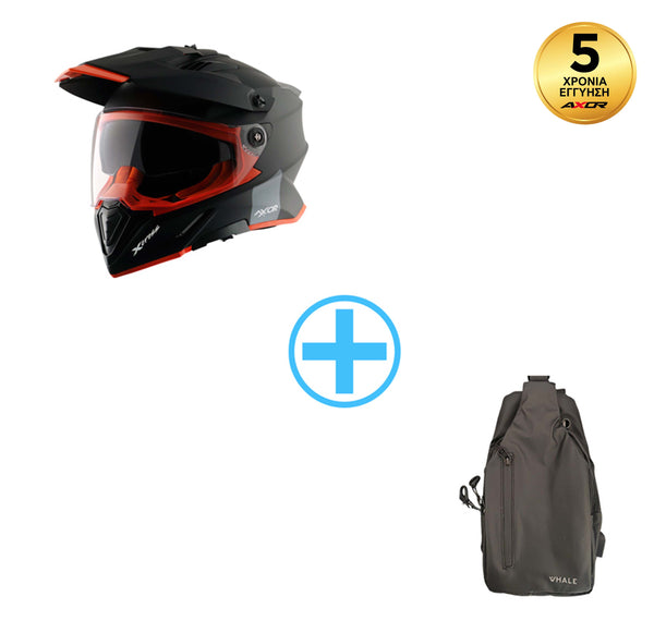 dual motorcycle helmet bag Axor X-CROSS Dual + crossbody bag